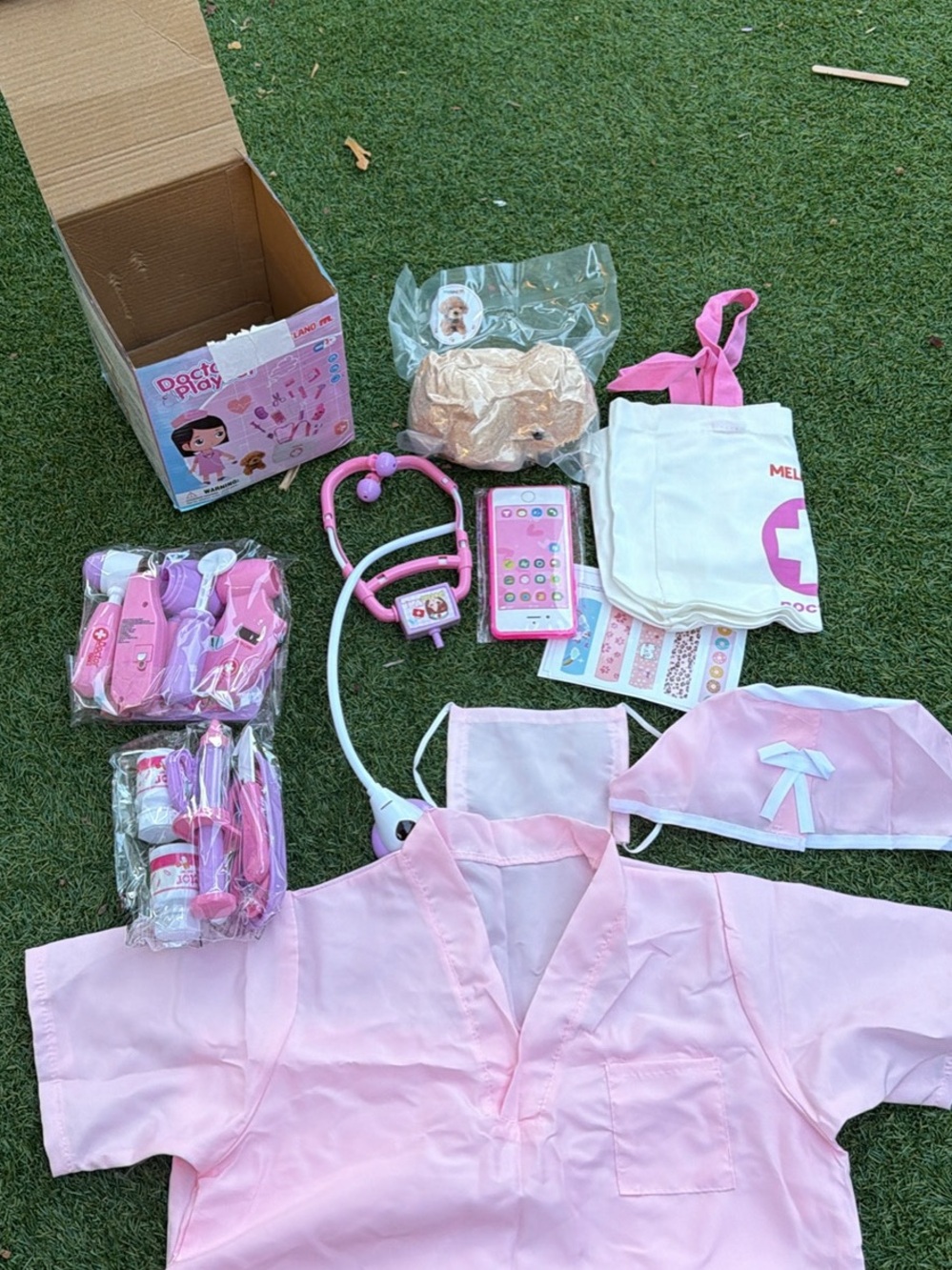 Kids Pink Doctor Role-Play Costume Set with Medical Accessories